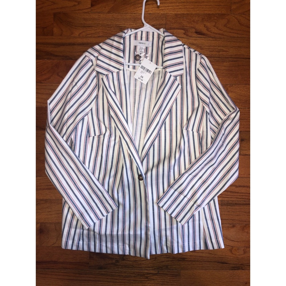 Plus size striped blazer